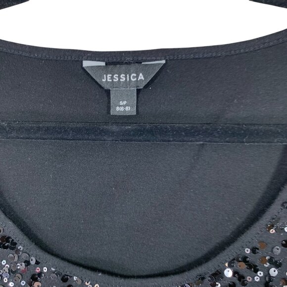 Sequin Embellished Sleeveless Round Neck Tank Top black size small JESSICA - Picture 2 of 15